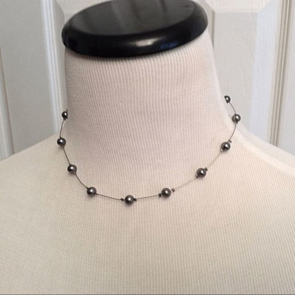Anthropologie Hematite and wire metal necklace